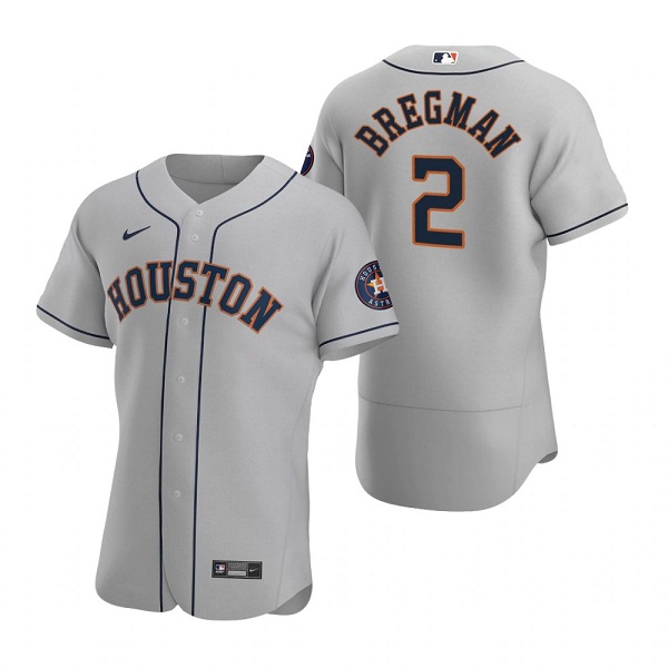 Men's Houston Astros #2 Alex Bregman Gray Flex Base Stitched Jersey